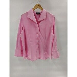 Foxcroft Top Button Up 14 Pink 3/4 Sleeve Business Casual